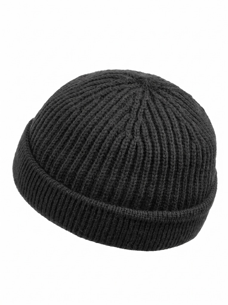 Chunky Fisherman Ribbed Beanie (Black)