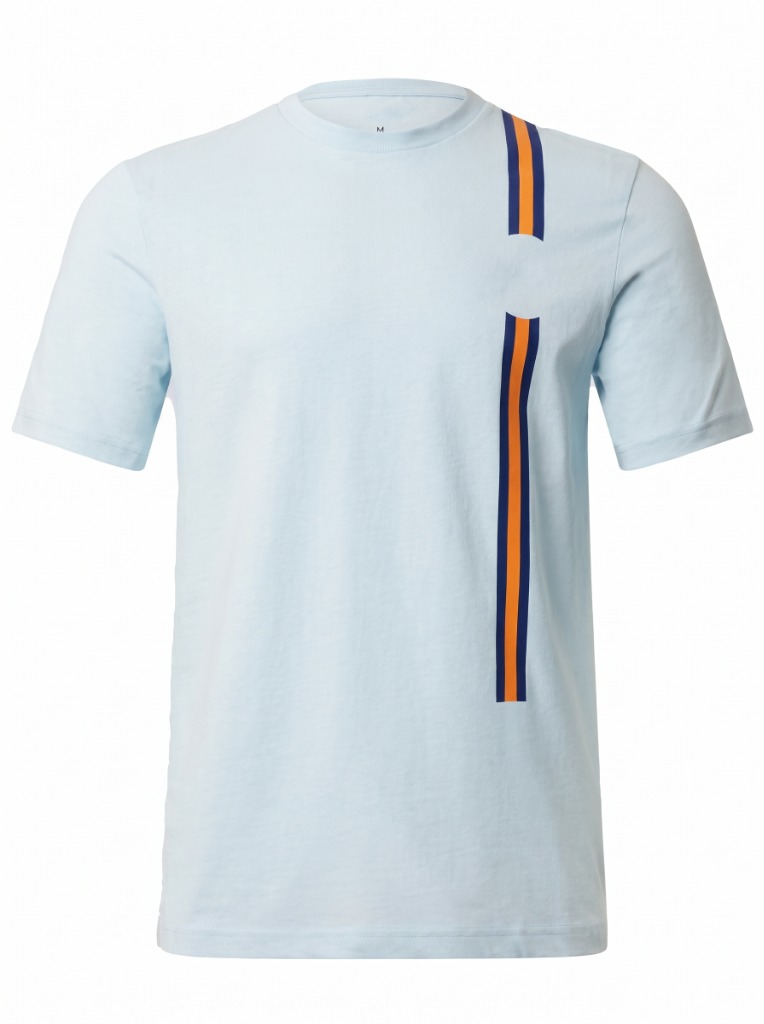 Sky Blue Striped Performance Gulf Tee
