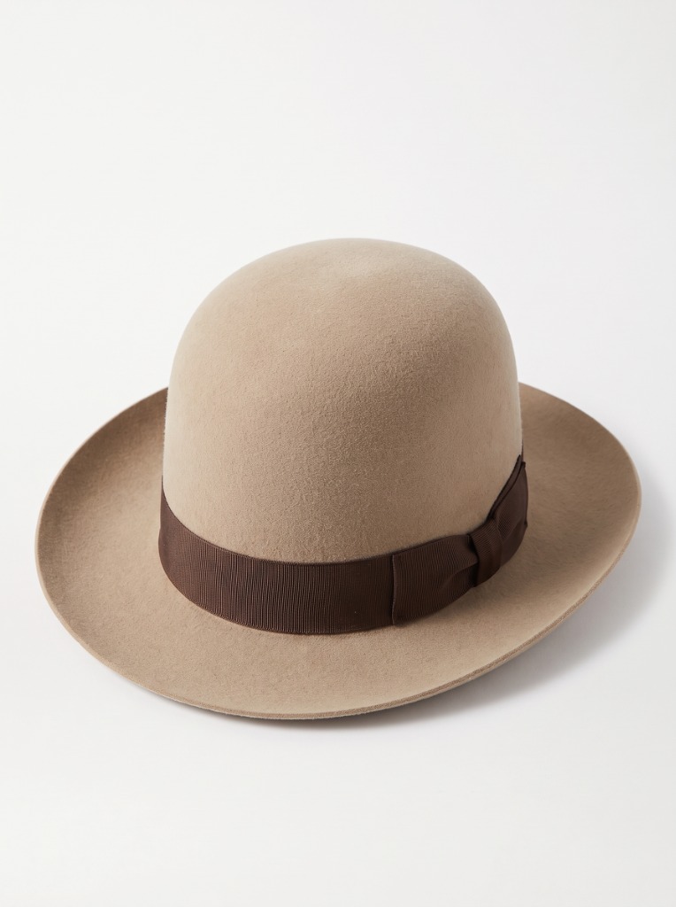 Classic Beige Wool Felt Fedora Hat