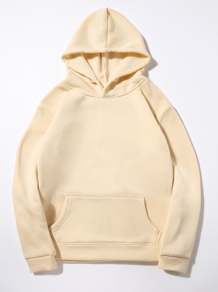 Oatmeal Cream Minimalist Fleece Hoodie
